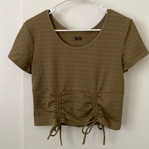SO Cinched Crop Top Olive Green Size L Large